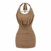 European & American Spicy Girl Mesh Halter Bodycon Mini Dress