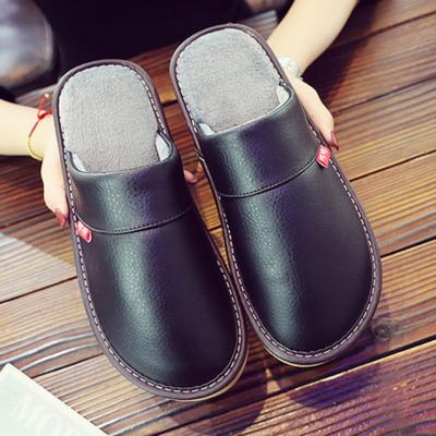 Coffee Mens Winter Slippers Short Plush Indoor Shoes Unisex Fashion Leather Slipper Man Bedroom Foot Wear