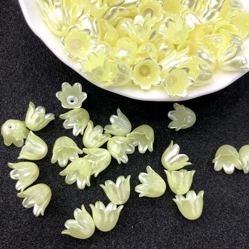 Fashion 20PCS 8.5*11mm Acrylic Imitation Pearl Color Elegant Creative Hair Accessories New DIY Hairpin Flower Colorful