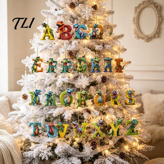 Einzigartiges Dinosaurier-Geschenk für Jungen Mädchen 26 Buchstaben Cartoon Adventskalender, 2D Acryl Dino Figuren Kalender Weihnachtsdekorationen, 24 Tage Countdown