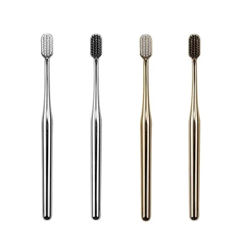 1-4pcs Luxury Soft Toothbrush Men Women Adult Tooth Brush Gold Silver Dental Brushes Elegance Gentle Toothbrushes Drop Shipping