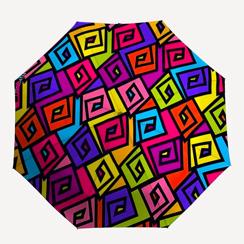 1pc Colorful Pattern Umbrella Portable Folding Umbrella Durable Iron Frame, Suitable for All Seasons Home Travel Outdoor Yy260319054