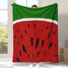 Fruit Themed Flannel Blanket, Watermelon Geometric Print Throw, Soft Plush for All Seasons, Cozy Home Decor Accent