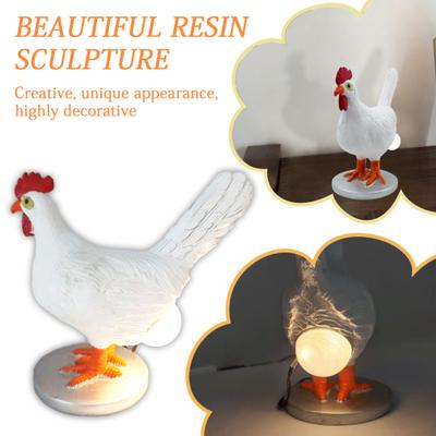 USB Chicken Egg Night Light Laying Eggs Hen Decorative Lamp Resin Statue Figurine Home Office Bedroom Desktop Ornament
