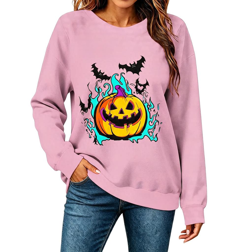 Women's Fashionable and Casual Halloween Print Pullover Hoodie