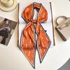 New Summer Small Long Striped Silk Scarf for Women with Versatile Extra Long Hair Strap Scarf Korean Diamond Strap Streamer