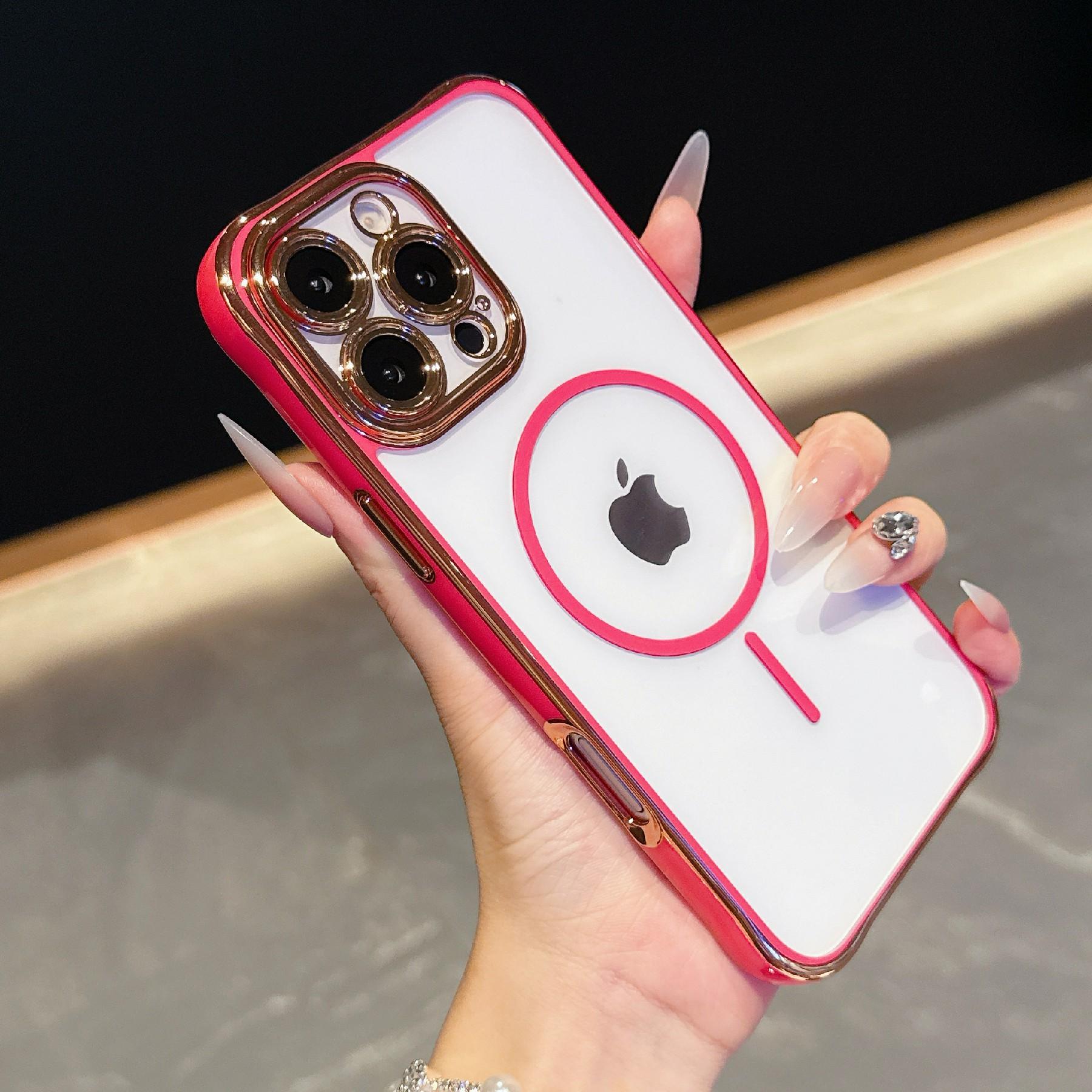 

For iPhone 16 Pro Magnetic Case TPU Acrylic Phone Cover with Detachable Lens Frame Red