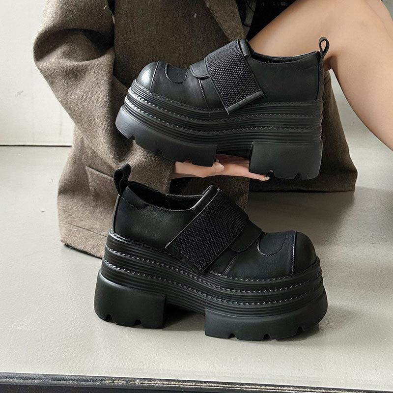 

Черные туфли Мэри Джейн из лакированной кожи на высокой платформе с липучкой, женские, новые осенние, универсальные, под юбку 40 чёрный