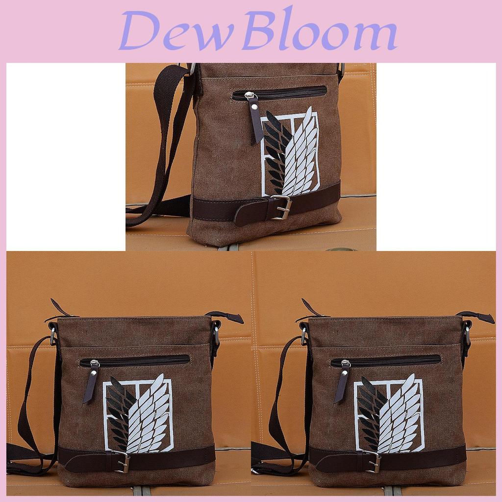 Attack On Titan Canvas Shoulder Bag For Men With Durable Fabric And Cartoon Print
