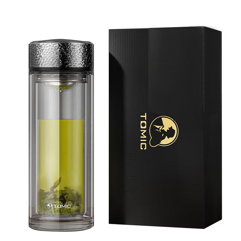 TOMIC Hammered Double-Layer Glass Tea Infuser Cup