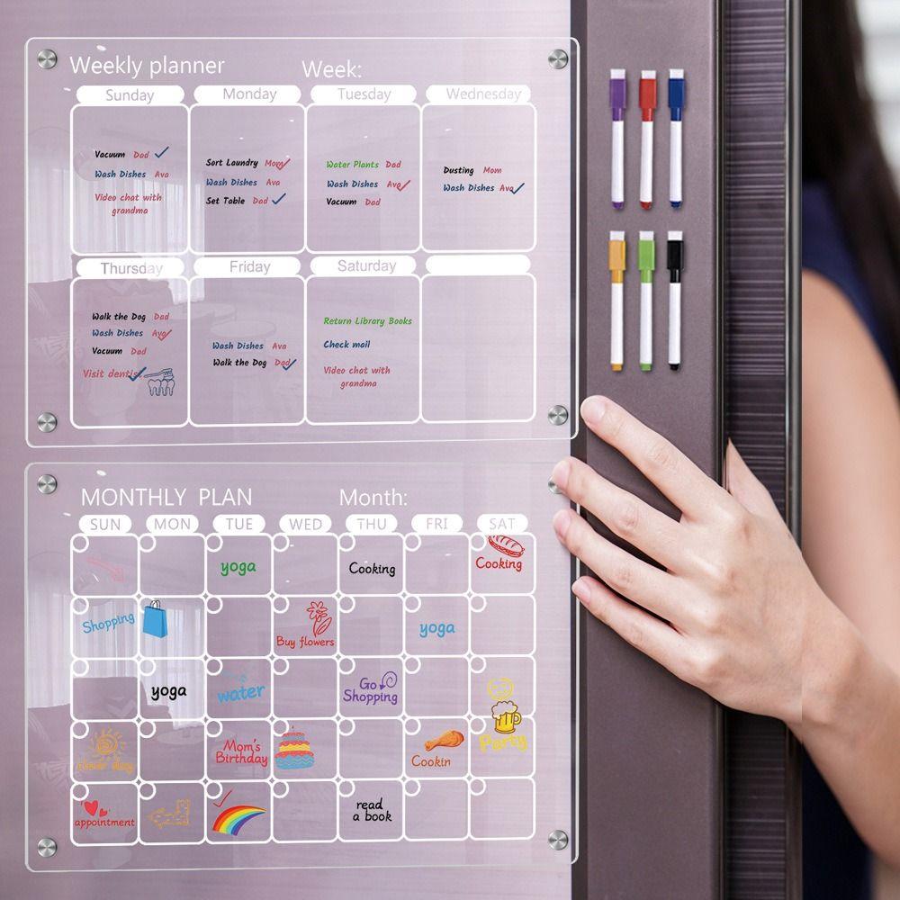 Clear Acrylic Erase Boards Magnetic Magnetic Fridge Calendar Premium Monthly Calendar Memo  School