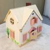 Children Wooden Girl Playing House Castle Villa House Chimney Smoking Furniture Simulation Parent-child Toys