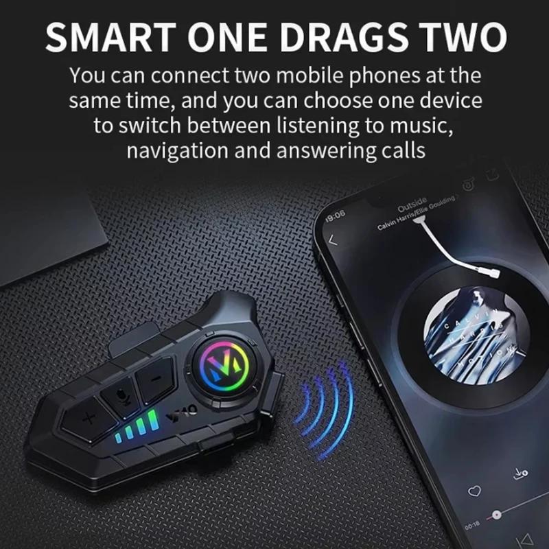 Y10 Bluetooth 5.3 Helmet Headset Wireless Hands-free Call Phone Kit Motorcycle Waterproof Earphone Music Player Speaker for Moto