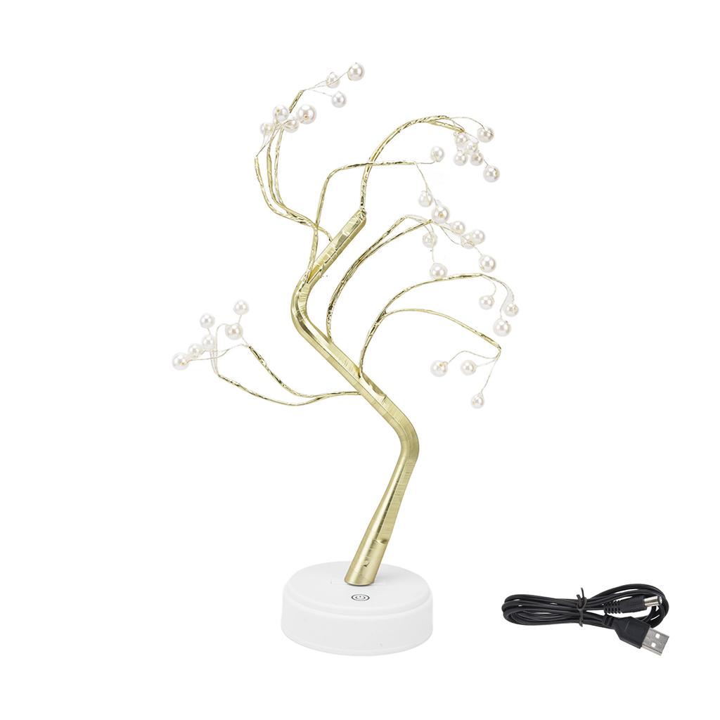 Tabletop Bonsai Tree Lamp Adjustable Safe Use Stable Night Light with Copper Wire USB Cable for Home Christmas