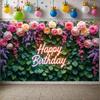 Banner Vibrant Colors Birthday Decor Party Backdrop Floral Design Floral Birthday Banner For Party Celebration Birthday Party