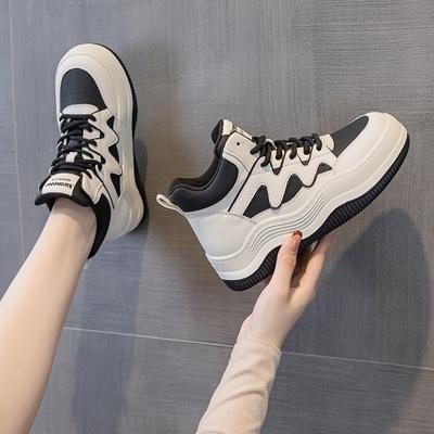 Thick Bottom High-top Small White Shoes Leather Heightened Sports Leisure Women's Shoes
