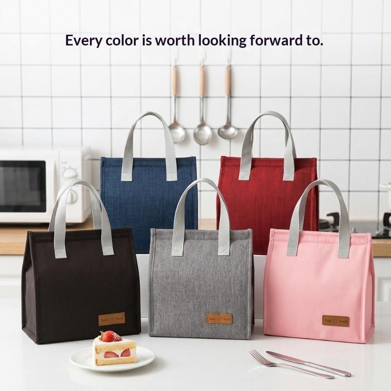 Insulated Lunch Tote Bags Waterproof Linen Fabric Thermal Lining Perfect For Office School Picnics Daily Use