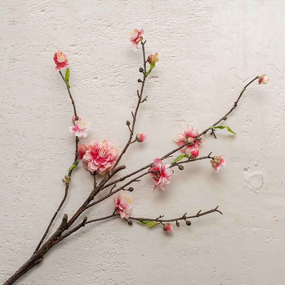 Real Touch Silk Plum Blossom 79cm Fake Flower Artificial Peach Blossom Branch  Outdoor Garden Decor