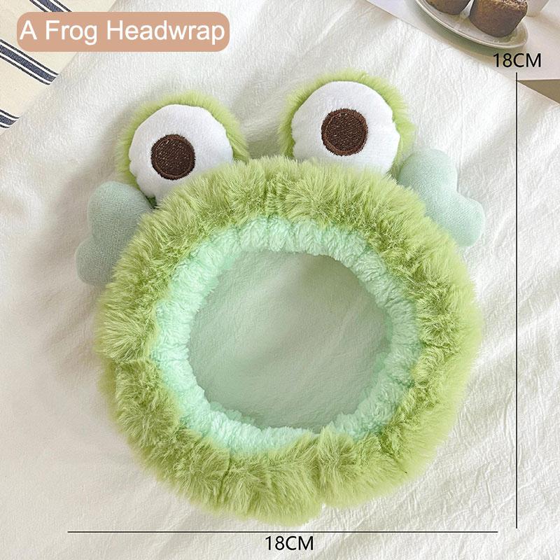 Frog Plush Hair Band Wash Hair Band Green Frog Eyes Love Headband Cartoon Wash Hair Clips
