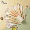 11-Piece Set: Silicone Kitchen Utensils with Lightweight Wooden Handles - Spatulas and Spoons