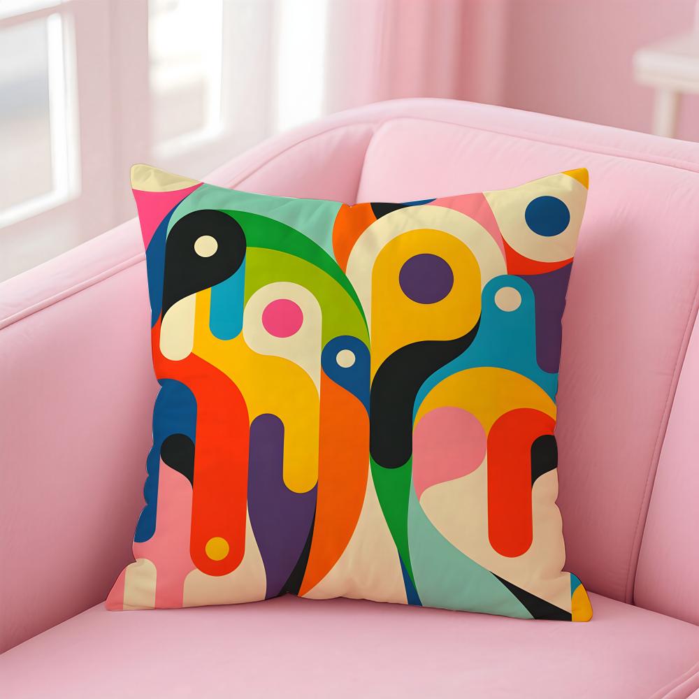 GGeometric Abstract Art Cushion Cover Pillow Case Soft Friendly Fabric  Concealed Zipper