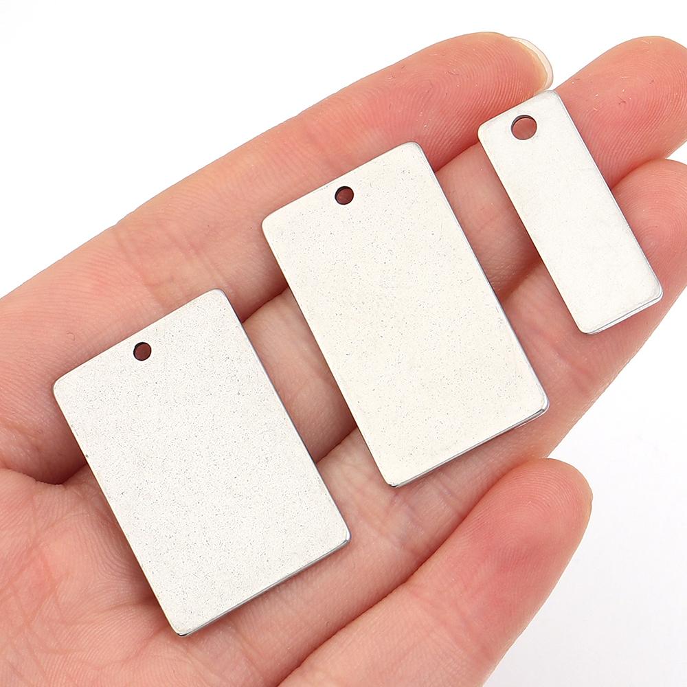 10pcs/lot Rectangle Dog Tag Stainless Steel Charms Pendants Metal Stamping Blanks Tags For Jewelry Making DIY Bracelet Necklace