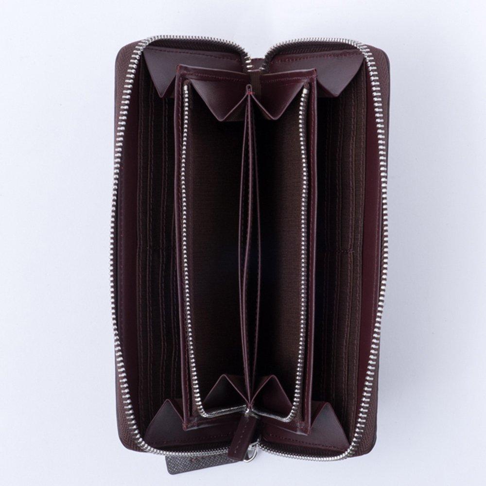 Rundes Reißverschluss-Langportemonnaie für Visitenkarten, echte Karten, einfache Visitenkarten von Chocolate [Lanvin Collection], Herrenetui, Rindsleder, Leder, Etui,