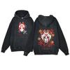 Y2K Anime Hoodie Ukiyoe Koi Fish Vintage Acid Wash Sweatshirt Men Hip Hop Hoodies Long Sleeve Oversized Pullover