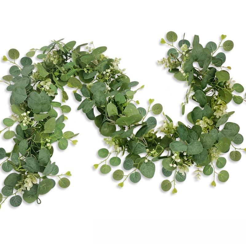 1PC 1.8m Artificial Eucalyptus Vine Fake Rose Flowers Gypsophila Garland For Wedding Home Party Craft Art Table Runner Decor