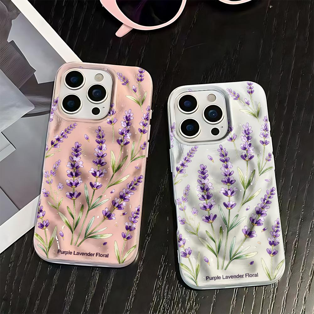 Non-Slip Lavender Flowers Silicone Case For Iphone 17 15 Plus 14 13 12 11 16 Pro Max Comfort Grip Phone Cover