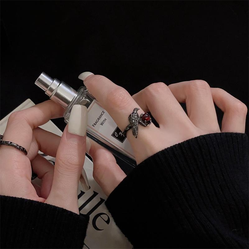 Punk Dark Style Unique Design Open Ring Female Niche Fashion Sweet Cool Babes Retro Personality Accessories