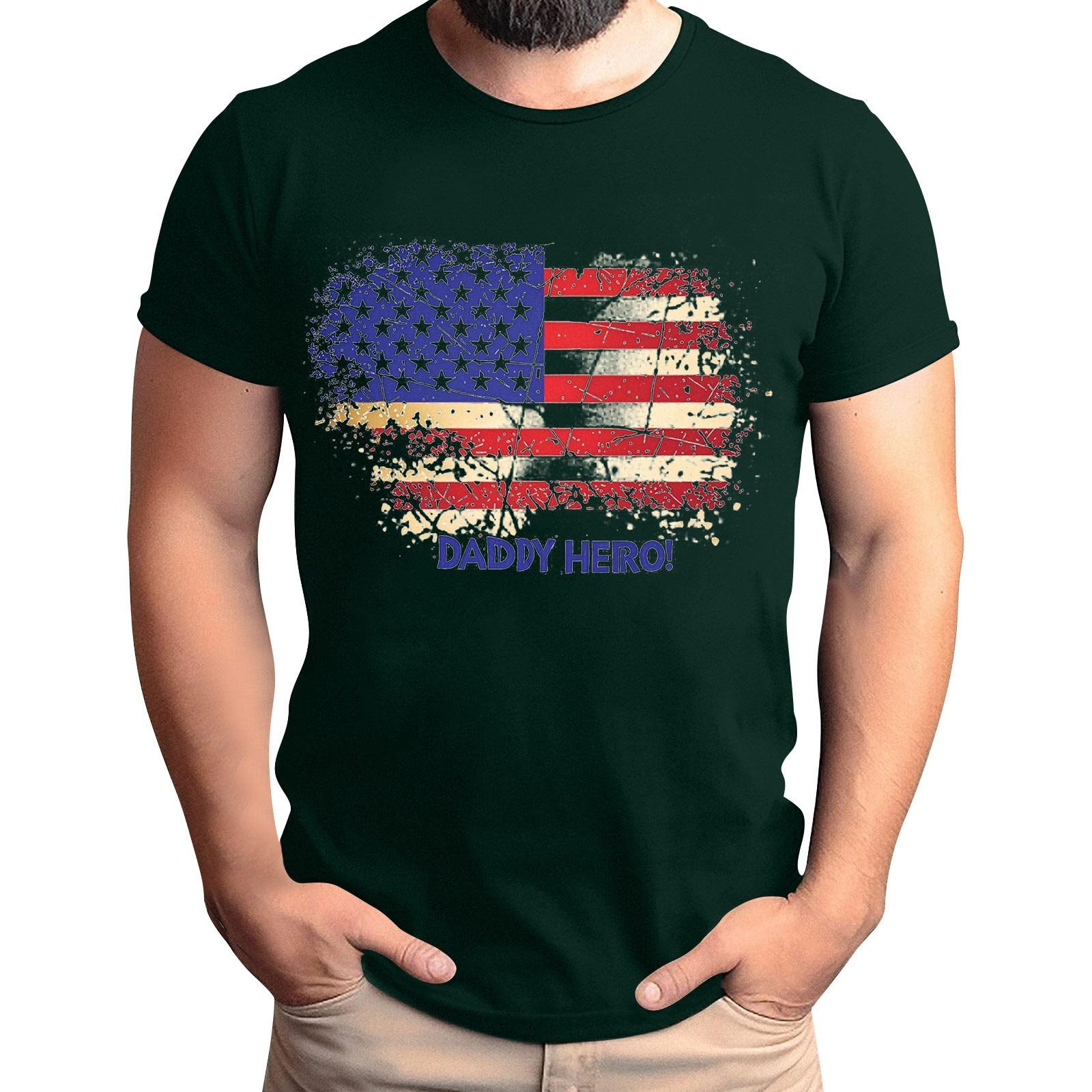 Мужская футболка с принтом флага ко Дню отца мужской свободный повседневный топ с коротким рукавом M 1590₽