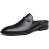 FashionHigh Quality Half Drag Casual Sandals Shoes Men Slippers Genuine Leather Mens Shoes Lazy Penny Shoes Comfortable Slip on Loafers