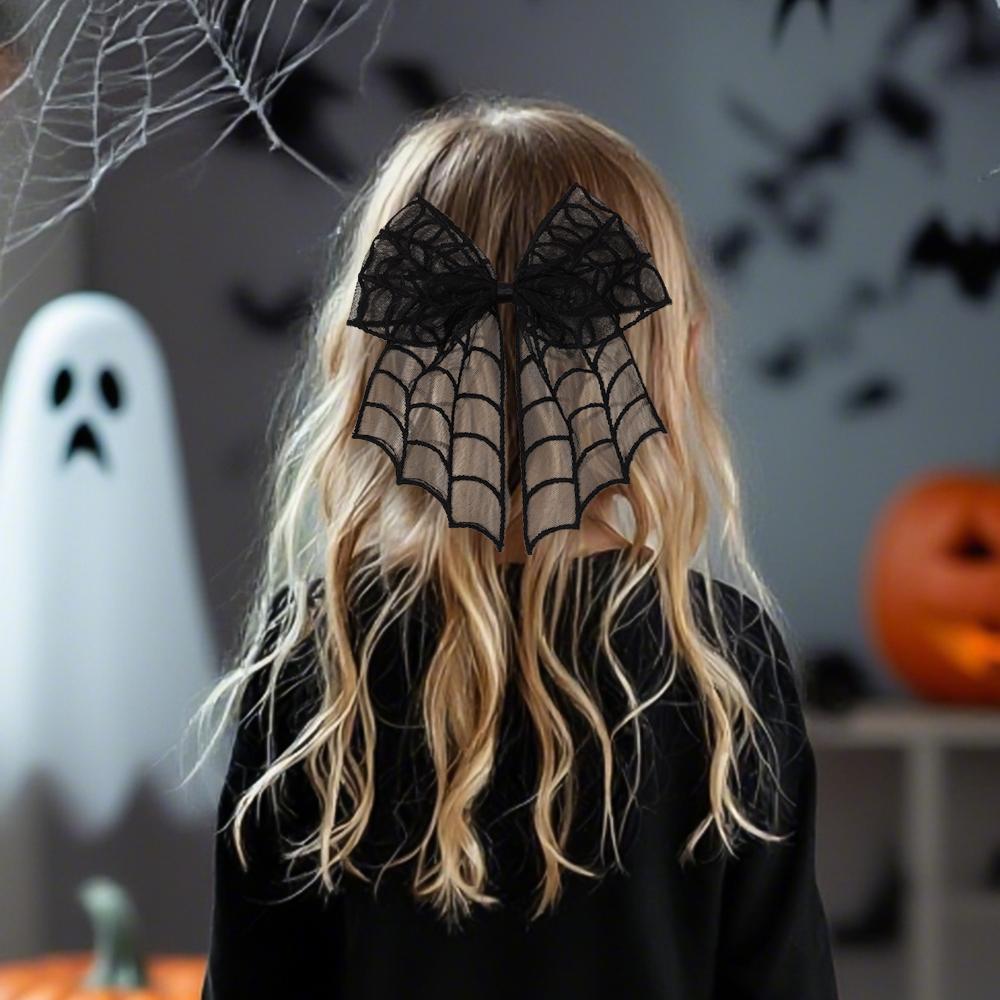 Halloween Lace Bow Hair Clips Bat Black Hairpins Girls Women Spooky Festival Costume Decoration Gothic Headwear Hair Accessories