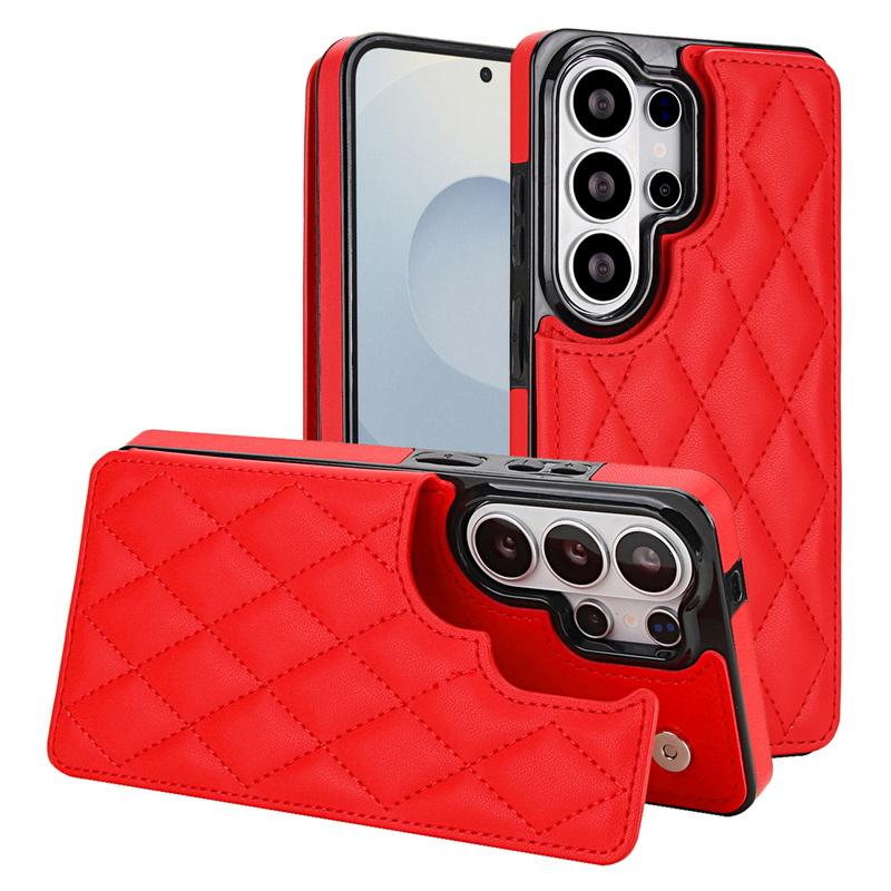S26 Ultra Case Luxury Mesh Leather Card Slots Phone Holder Cover Case For Samsung Galaxy S25 FE S24 S23 S22 Plus S21 FE A53 A54 A55 A56 A57 5G