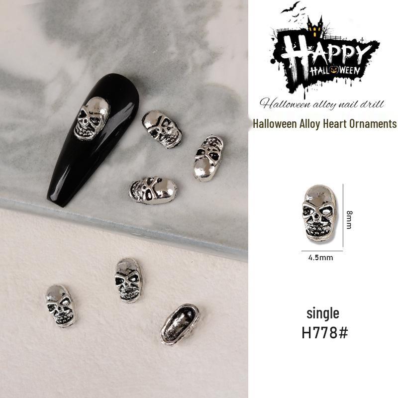 Japanese Metal Nail Art: Halloween Ghost Claw, Skull & Spider Rhinestone Stickers