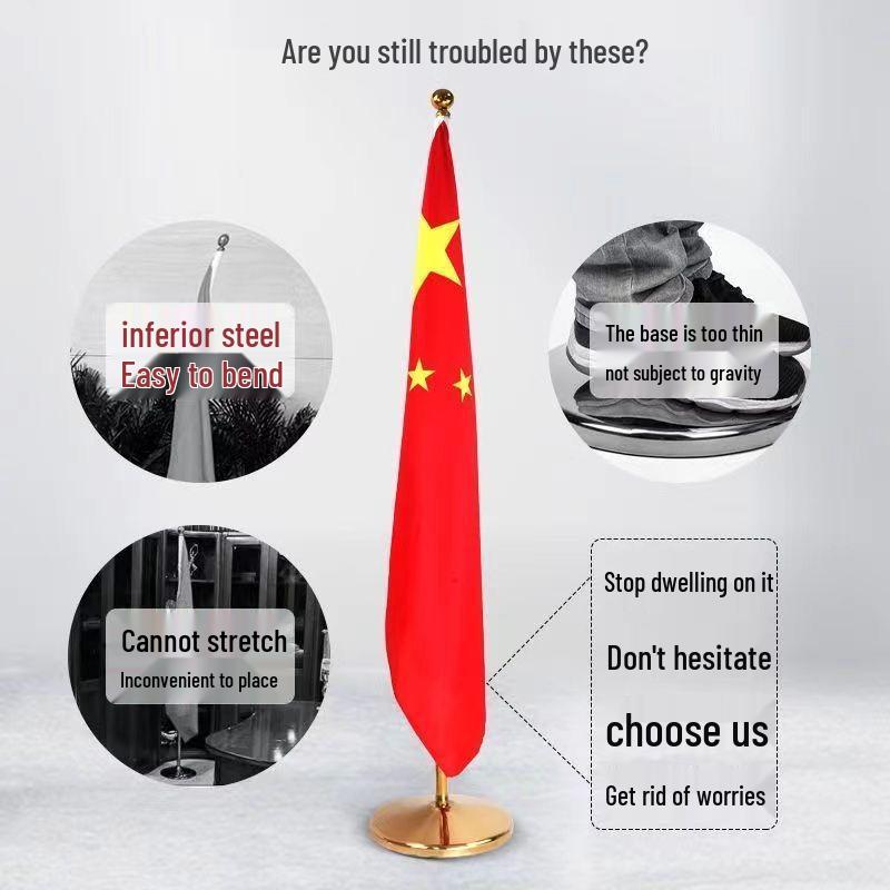 Indoor Floor-Standing Flagpole with Five-Star Red National Flag for Office or Conference Room