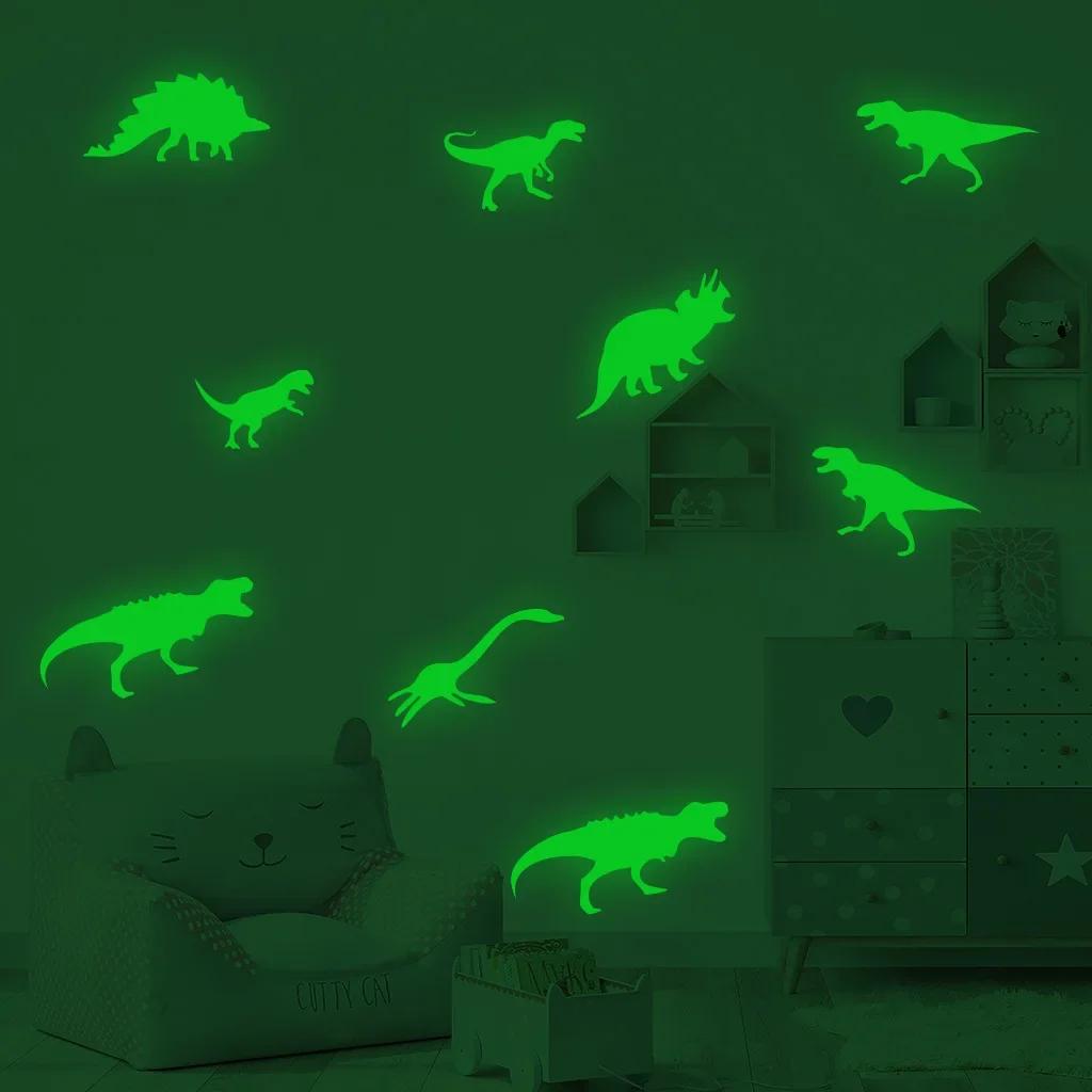 Luminous Blue Green Light Dinosaur Wall Stickers Glow In The Dark Baby Room Nursery Bedroom Home Decor PVC Fluorescent Stickers