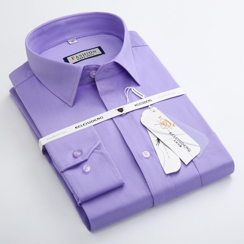 Formal Solid Twill Long Sleeve Regular Fit Excellent Office Man's Work Shirt