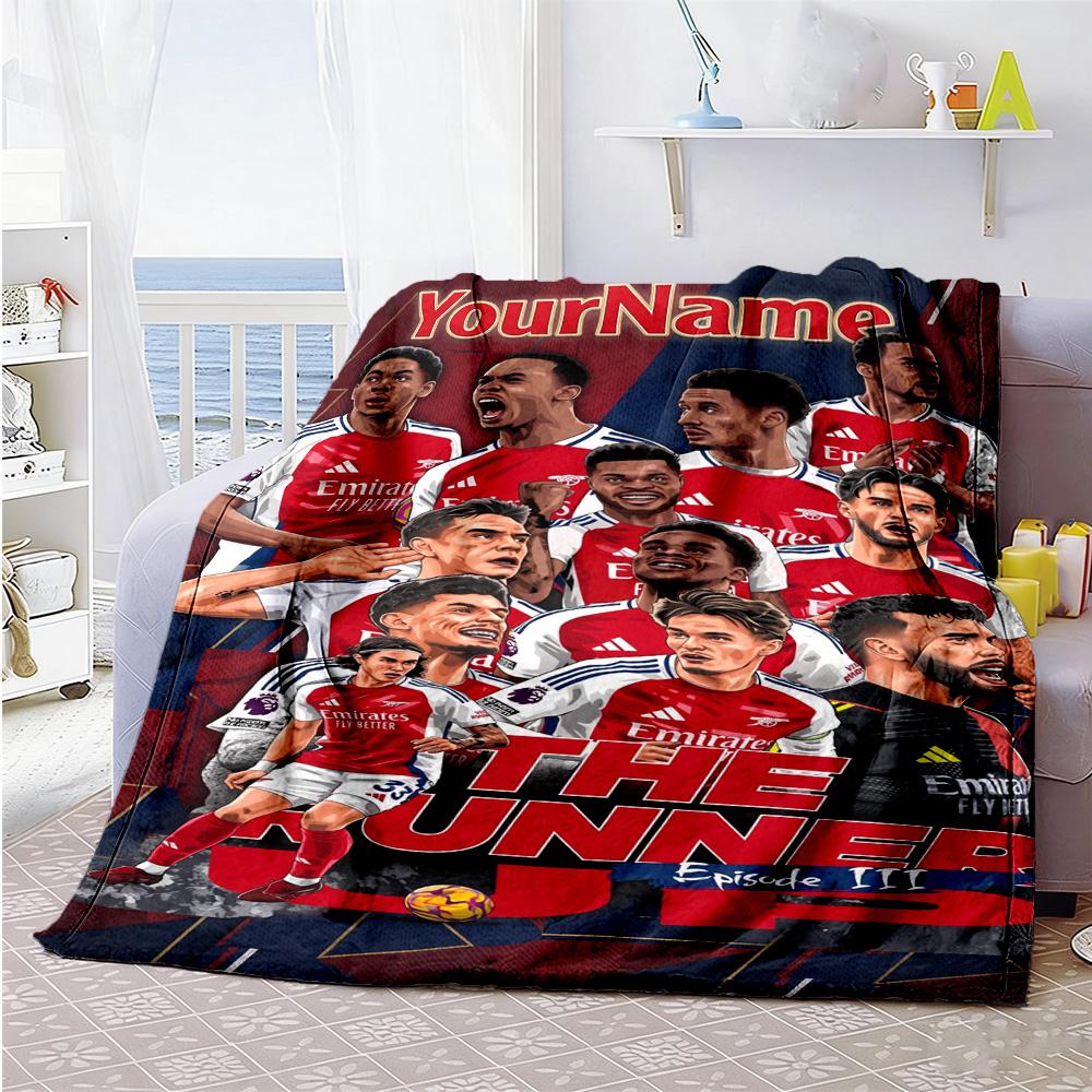 Arsenal Customize Text Blanket Gift Customizable Blanket Warmthful Decor Perfect for Office Picnics Couch Nap All-Season Use