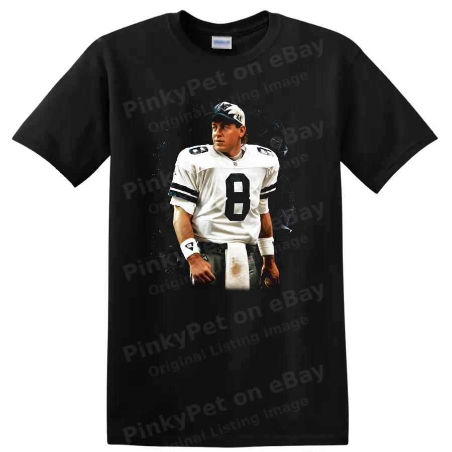 Troy Aikman T Shirt Dallas Cowboys Football Quarterback Vintage Portrait Tee