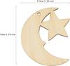 24/48 PCS Wooden Moon & Star Ornaments – DIY Hanging Decor with Hemp Rope for Wedding, Christmas, Birthday & Anniversary