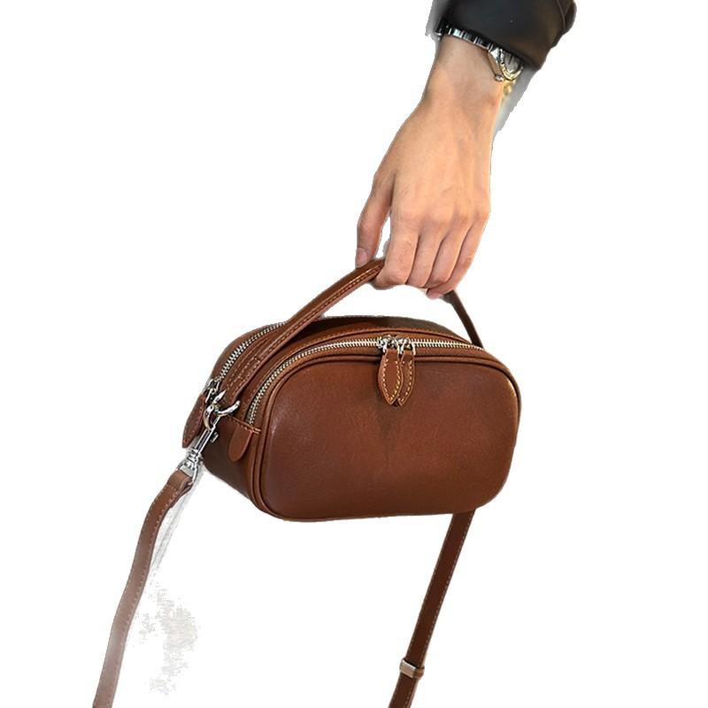 Echtleder Damen Tasche 2025 Neu Mehrfache Fächer Große Kapazität Kamera Tasche Modisch Einfach Stilvoll Oberste Schicht Handtasche Umhängetasche