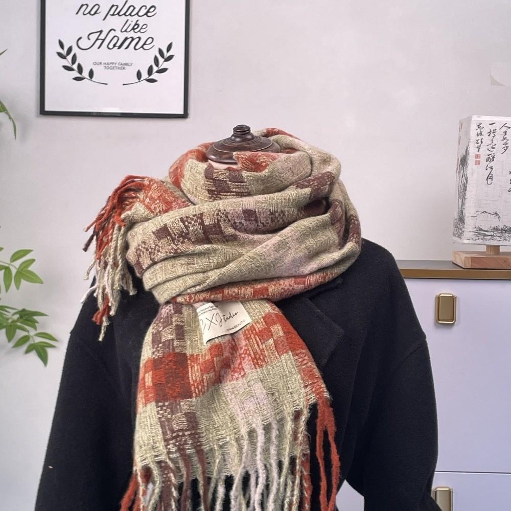 Versatile Plaid Scarf Soft Warm Wrap New Tassel Shawl  Autumn Winter