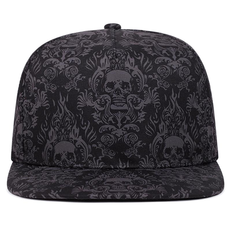 2025 New Fashion Full Skull Print Baseball Hat Street Personalized Hip Hop Hat Outdoor Daily Decoration Hat Unisex Flat Edge Hat
