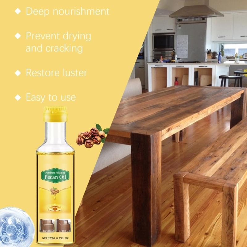 Natural Extracts Wood Care Polish 125ml Pecan Oil Wood Polish for Enhanced Furniture Beauty for Tables Chairs Cabinets
