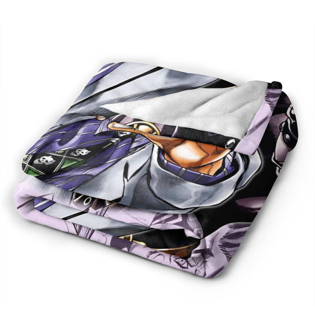 Bizarre Adventure Knitted Blanket Anime Flannel Throw Blanket Home Couch Decoration Soft Warm Bedspread