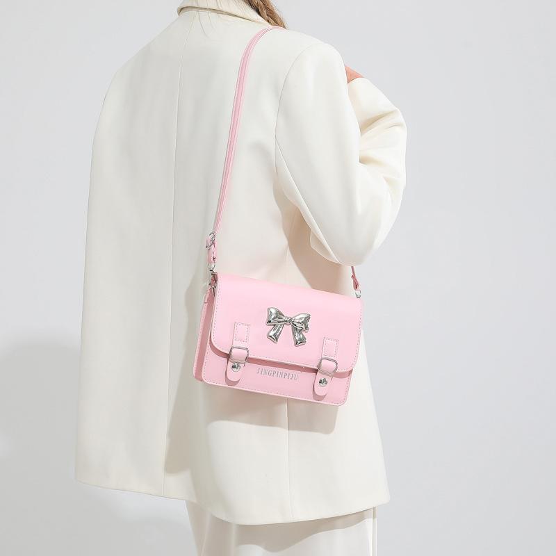 Bow Handbag Spring New Versatile Ins Gentle Texture One-shoulder Crossbody Bag Korean Style Small Square Bag