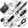AAAMT1 For Ford Mustang Focus Transit 1Pcs Metal Leather Keychain Ring Edge Fiesta Escape Kuga Mondeo Fusion Ranger Auto Accessories