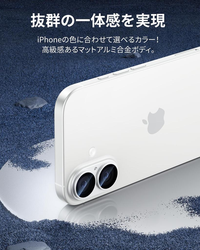 NIMASO Camera Cover for iPhone 16 Plus Camera Protection Aluminum Alloy 9H Tempered Full Lens Black Silver 17/iPhone 16/iPhone - Film, + Glass,
